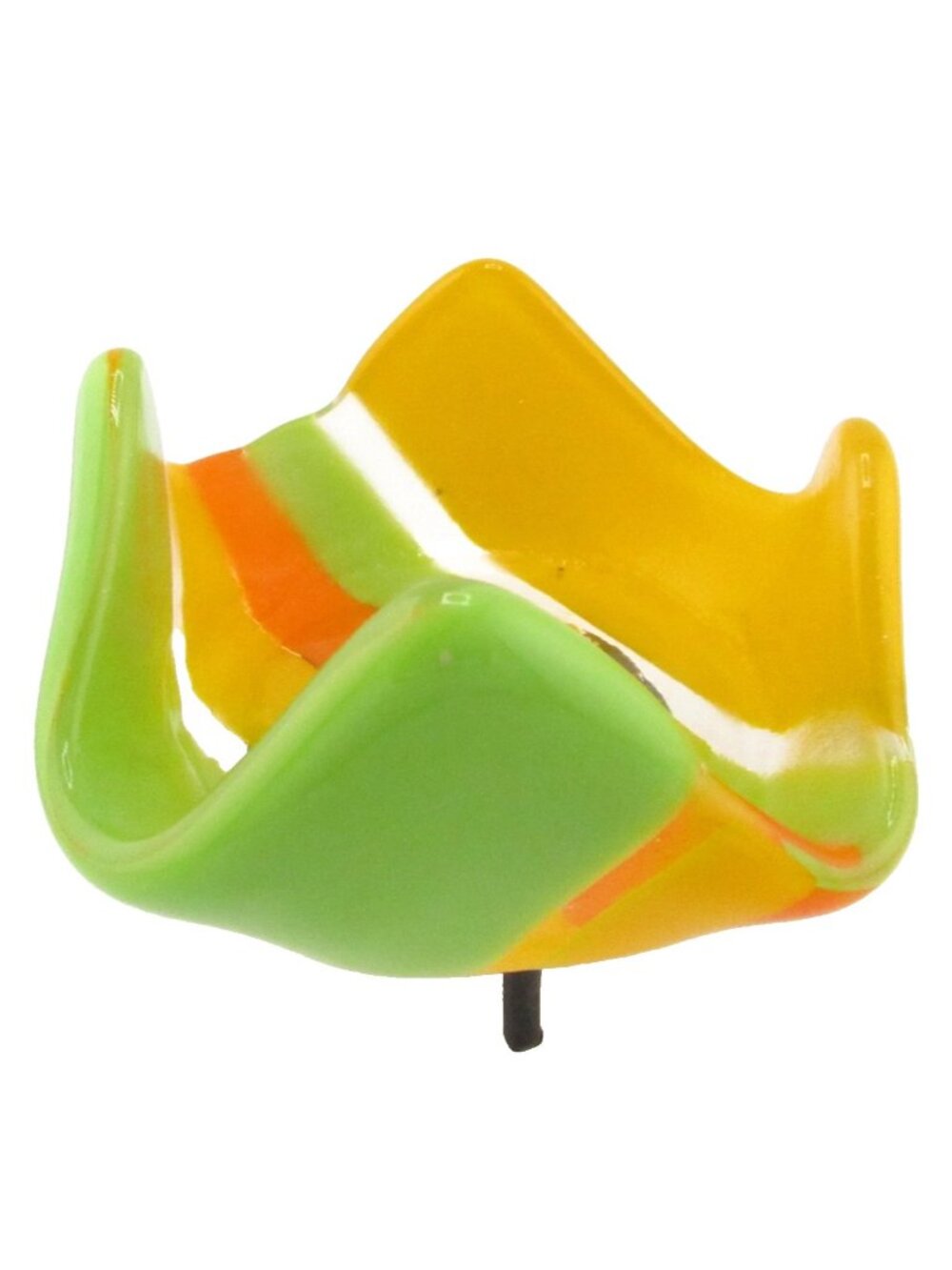 Studio Art Fused Glass Striped Multicolor Dipping / Trinket Dish Art Deco Retro